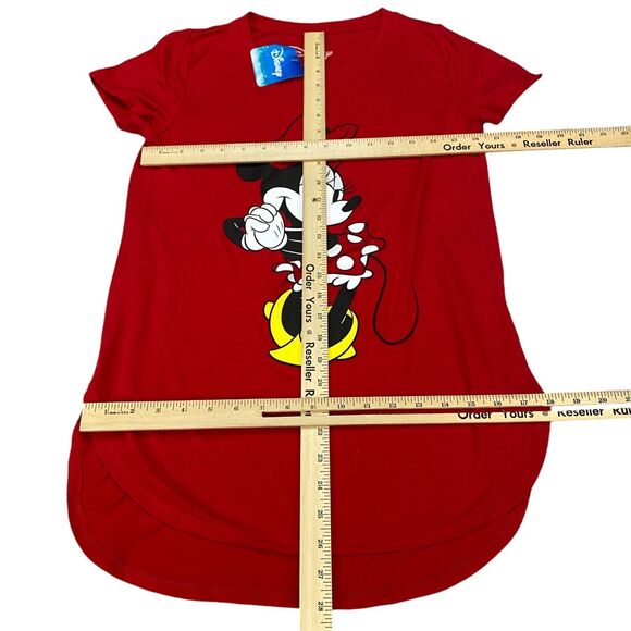 Disney T-Shirt Top Womens Small Red Minnie Mouse Graphic Short Sleeve Round Neck - Picture 3 of 8
